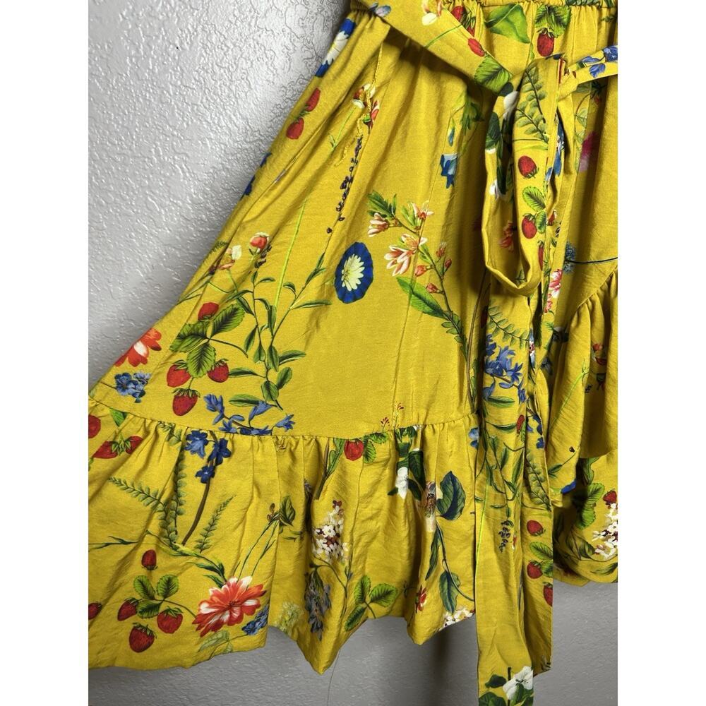 Anthropologie Yellow Floral Ruffle Mini Dress - Picture 9 of 11